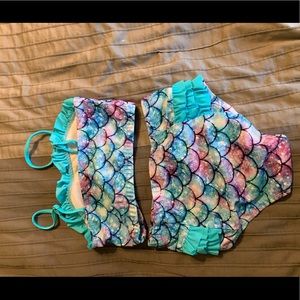 Girls high-waisted 2-piece bathing suit NWOT